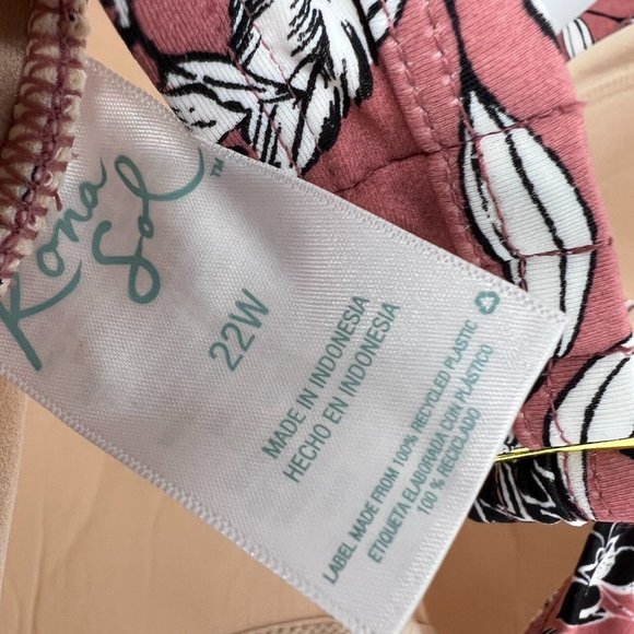 Kona Sol Swimsuit One Piece Pink Floral Print V Neck Side Cinch - Picture 11 of 12